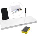 Desk Whiteboard with Storage, ZOET Dry Erase Desktop White Board with Organizer: Multi-Functional Desktop Solution for to do List, Memo, Notepad, Office Supplies, and Keyboard Stand (White)