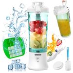 Cobocen Portable Mini Blender, Smoothie Maker for Shakes and Smoothies, 270W Waterproof with 6 Blades USB Rechargeable, 20 Oz with Travel Lid for Kitchen, Gym, Office(White)