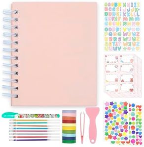 Kids Scrapbook Self Adhesive Photo Album 25 Pages Hard Cover DIY Photo Album for Instant Camera Print Paper with DIY Accessories (Pink)