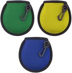 SING F LTD 3 Pack Portable Golf Ball Cleaner Pouch Dry-Clean Waterproof Pocket Bag Holders with Clip Buckle Yellow Blue Green