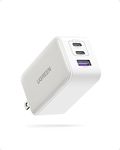 UGREEN Nexode 65W USB C Charger, 3 Port GaN Charger Foldable Tablet Charger Block Compatible with Tablet iPad, MacBook Pro/Air, Galaxy S24/S23/S22, Dell XPS 13, iPhone 15/14, Pixel, White