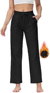 Butrends Femmes Joggers Coton Pantalon Fond Ouvert Yoga Sport Pantalon Taille Haute Formation Pantalon Salon Longue Course Pantalon avec Poches Noir, L