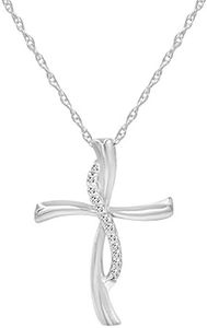 Sterling Silver 1/10ct TW Diamond Cross Pendant-Necklace