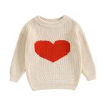 Baby Oversized Knitted Jumper Girls Ribbed Knit Sweater Pullover Chunky Long Sleeve Knitwear Top Fall Winter Toddler Baby Knitted Clothes Valentine's Day Outfits (120803Beige, 0-3 Months)