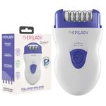 Epilady Speed Corded Epilator - Hair Removal Epilator for Women and Men, Hair Remover for Arms, Legs, Underarms, Bikini Area, and Face, Two Speeds, White/Red