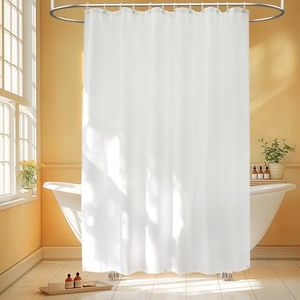 Seenus Waterproof Fabric Shower Curtain Liner with 3 Extra-Large Magnets, 72 x 72 inch Washable Cloth Shower Liner Odorless Hotel Quality, Neutral White Lightweight Shower Curtain for Bathroom
