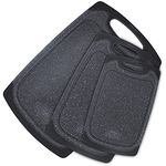 KIMIUP Extra Large Kitchen Cutting Board (Set of 3),Professional Chopping Boards Sets,Dishwasher Cutting Boards with Juice Grooves & Carrying Handle & No BPA, Light Black