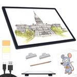 A3 Light Box for Drawing - Portable Battery Powered Light Pad, 3 Colours 6 Levels Brightness Tracing Light Box, Rechargeable LED Light Board for Diamond Painting Weeding Vinyl Drawing