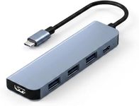 IONZ USB C Hub, 5 in 1 Hub for Laptops, 4K HDMI to USB-C Adapter, 100W PD, 3 USB-A Data Ports | Compact Multiport Adapter for MacBook Air Pro, HP, Dell, iPad, Samsung Galaxy
