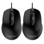 YUMQUA G222 Wired Computer Mouse 2 Pack, Silent USB Optical Corded Mouse with 2 Adjustable DPI(800/1200), Home Office Mouse for Laptop PC Desktop Computer, Fits Left & Right Handed Users