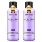 BEVINAS Monomer Acrylic Nail Liquid EMA Acrylic Monomer Liquid for Acrylic Powder and Liquid Set Acrylic Brush Acrylic Dish Nail Kit 4Oz (Monomer Acrylic Liquid 2.5Oz 2Pack)