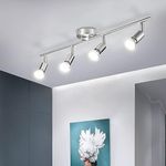 Bojim LED Ceiling Lights, 4 Way Spot Lights Rotatable, Spotlight Ceiling Lighting for Kitchen Bedroom Living Room Hallway, Light Ceiling Lamp GU10 4 x 6W 550LM 220V-240V IP20, 4000K White Matt Nickel