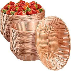 24 Pack Plastic Oval Basket Small Fruit Bread Basket Food Storage Basket Bin for Gifts Empty Home Kitchen Restaurant Food Serving Storage Display Decor