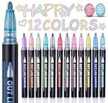 Yangmei Shimmer Markers Outline Pens, Gifts for Teen Girls Trendy Stuff, Valentines Day Gifts for Kids, 12 Colors Metallic Marker Pens for Drawing, School Art Supplies, Crafts for Girls Ages 8-12