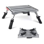 Prime 1 Safety RV Steps Extra Large Platform 19inx 14.5in Extra Size RV Folding Step Stool and Ladder, 600lbs, Height Adjustable, Aluminium with Reflective Stripe, Anti-Slip Surface and Extra Grip