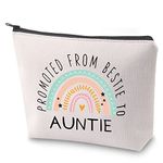 ZJXHPO New Auntie Cosmetic Bag Gift Promoted from Bestie to Auntie Makeup Bag with Zipper Pregnancy Announcement Gift Auntie to Be Gift (C-Bestie to Auntie)