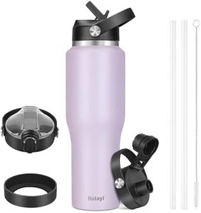 Rotayi 32oz Water Bottle, Fits in Any Car Cup Holders - Triple Wall Vacuum Insulated Water Bottles with 2 Straw lids and 1 Spout Lid - Stainless Steel Travel Water Flask Jug - Keep Cold 48H & Hot 24H
