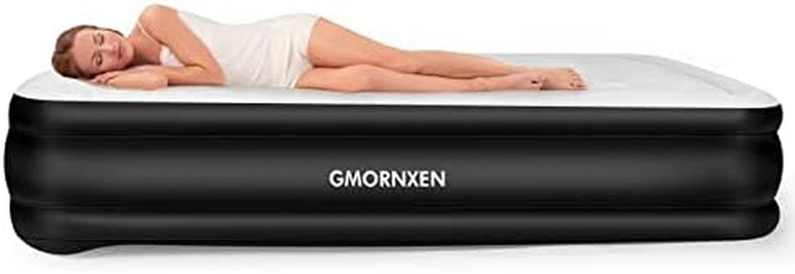 Gmornxen Inflatable Air Mattress, Queen Size Air Bed with Built-in Electric Pump Raised Pillow, AirBed with Storage Bag, Elevated Raised Blow Up Bed for Guests, Travel, Camping, Home 203 x 157 x 47 cm