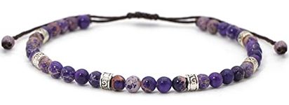 Suyi Beaded Bracelets Adjustable Handmade String Bracelet Bohemian Colorful Stone Strand Bracelet for Women Purple