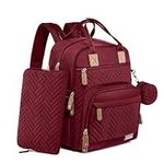 iniuniu Diaper Bag Backpack, 4 in 1 kit Large Unisex Baby Bags for Boys Girls, Waterproof Travel Back Pack with Diaper Pouch, Washable Changing Pad, Pacifier Case and Stroller Straps, Red