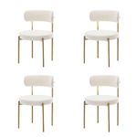 LivinVeluris Dining Chairs Set of 4, Modern Dining Chairs Mid-Century, Round Kitchen Chairs, Boulce Dining Chair with Gold Metal Legs, Kitchen Dining Room (Cream White/Gold Legs) (Set of 4)