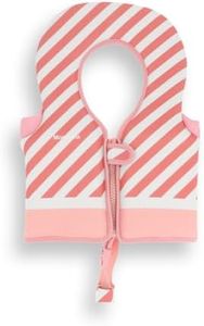 Monnëka Schwimmhilfe Baby 1-2 Jahre mit Kopfstütze | Schwimmweste für Kleinkinder | Lernhilfe zum Schwimmen, Anpassbare Auftriebselemente, Neopren | Bloom & Blush 1 bis 2 Jahre
