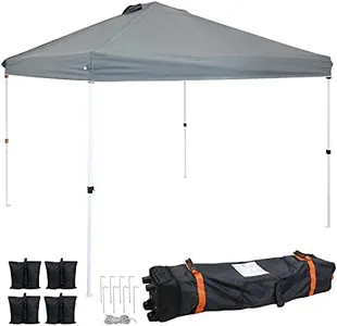 Sunnydaze 12 x 12 Foot Premium Pop-Up Canopy with Rolling Carry Bag - Portable Straight Leg Folding Shade Shelter - Gray