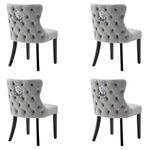 Wahson Velvet Dining Chairs Set of 4 Kitchen Leisure Chairs with Solid Wood Legs, Upholstered Side Chairs for Dining Room/Living Room/Kitchen