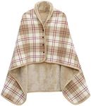 XING YE CHUAN Fleece Wearable Blanket, Comfy Poncho Throw with Buttons, Plush Sleeveless Blankets, for Women Cape Wrap Cover…, Beige