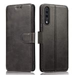 QLTYPRI Case for Samsung Galaxy A30S A50 A50S, Premium PU Leather Simple Wallet Case with Card Slots Kickstand Magnetic Closure Shockproof Flip Cover for Samsung Galaxy A30S A50 A50S - Black