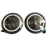 7 Inch Round LED Headlights with Amber DRL Turn Signal Halo Hi/Lo Beam Led Headlamp for Wrangler JK (2PCS)