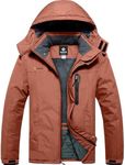 GEMYSE Men's Ski Snow Jacket Warm Winter Waterproof Coat Snowboard Rain Jacket Hooded Windproof Windbreaker（Oak Brown,Small）