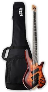 Gosila 5 String Headless Electric Bass Guitar poplar body Carbon Fibre Maple neck fanned fret