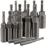 DAKFOOK 15PCS Deepen Hexagon Sockets Set, 5.5-19mm Hex Shank Nut Setter Driver Hex Drill Bits, 1/4 Inch Hex Shank Nut Setter Driver Drill Bit Set for Screwdriver, 80mm Length