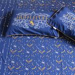 Silverlinen Official Warner Bros Wizarding World Harry Potter 100% Cotton 250 TC King Bedsheet for Kids Room for Boys and Girls with Two Pillow Covers - Hufflepuff (Blue & Gold)