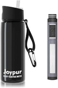 joypur Gourde filtrante eau non potable Bouteille d'eau extérieure avec filtre 650 ml Filtre à eau de survie avec 5 couches de matériaux filtrants pour le sport Camping Randonnée, Noir