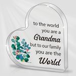 Grandma Gift from Grandchildren, Grandmother Birthday, Best Nana Ever Gift, Grandma Gift Heart Acrylic Ornament, Grandma You are The World