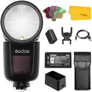 Godox V1C V1-C TTL Round Head Camera Flash Speedlite for Canon, 76Ws 2.4G HSS 1/8000 Flash Speedlight w/2600mAh Li-ion Battery,1.5s Recycle Time, 480 Full Power Flashes, 10 Levels LED Modeling Lamp