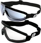 2 Skydive Skydiving Goggles One Reduced Glare Light Blue Lens and One Clear Lens With Great peripheral vision design Lenses are shatterproof polycarbonate, 100% UV protection, and are ANTI-FOG coated