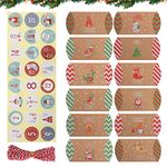 24 Pieces Advent Calendar Boxes to Fill Yourself DIY Empty Christmas Pillow Box with Advent Calendar Stickers Rope Kraft Paper Gift Box Pack Boxes Candy Christmas Decoration for Candy Jewellery