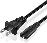 TNP Universal 2 Prong Power Cord (1 Feet)(2 Pack) - NEMA 1-15P to IEC320 C7 Figure 8 Shotgun Connector AC Supply Cable Wire Socket Plug Jack (Black) Compatible with Apple TV, PS4, PS3 Slim, LED HDTV