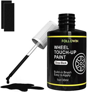 FOLLOWIN Gloss Black Rim Touch Up Paint for Cars, Black Wheel Paint Repair Kit, Automotive Rim Scratch Repair, Touch up Paint Kit with Brush, Repair Rim Curb Rash, Wheel Scratch, Surface Damage,1OZ(30ml)