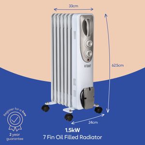 Russell Hobbs 1500W Oil-Filled Radiator Heater – Portable Electric