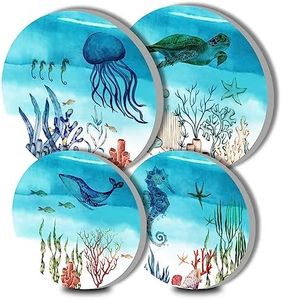 Tucocoo Underwater World Electric Stove Burner Covers, Set of 4 Round Stove Burner Covers, 8 Inches and 10 Inches, Gas Stove Burner Covers, Metal Stove Burner Cover, Modern Kitchen Cooktop Decorative
