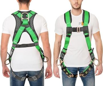 Palmer Safety Full Body Harness with 5 Point Adjustment I 3D Ring Fall Arrest Safey Harness w/Grommet Legs & Fall Indicators I OSHA ANSI Industrial Roofing Tool Personal Equipment (Green - Universal)