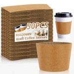 50PCS Coffee Cup Sleeves - Hot Coffee Sleeves Disposable Cold Drinks Iced Insulator Cozy Sleeve Coffee Shop Essential Corrugated Paper Insulated Hot Beverage Hand Protection Sleeve fit 12-20oz