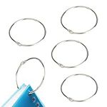 3 Inch Loose Leaf Binder Rings, Metal Book Rings Easy to Open and Close, Round Shower Curtain Hooks, Circular Hinged Key Rings Clasp for Crafts, Cards, Home School Office (5 PCS)