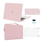 MOSISO Compatible with MacBook Air 13.6 inch Case 2024 2023 2022 M3 M2 A3113 A2681 Chip, Hard Shell&Sleeve Bag&Keyboard Skin&Webcam Cover&ScreenFilm for MacBook Air 13 inch Case M2 M3, Baby Pink