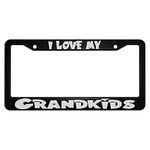 oFloral I Love My Grandkids Aluminum Alloy License Plate Frame White Color Cute Applicable to US Standard Car Metal Car Tag Frame Funny Front License Plate Cover Holder for Women Men(1 Pack)