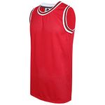 DEHANER Blank Mens Basketball Jersey Mesh Training Practice Athletic Sports Shirts Team Uniforms Fans Outfits Tops, White Neckline-red Jersey, 3XL